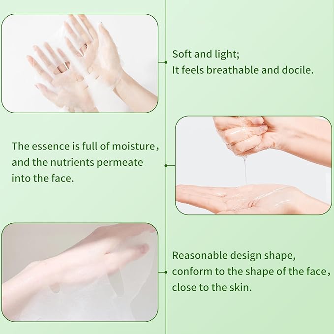 Aloe Vera Face Mask,Hydrating Face Masks Skincare For Dry, Oily,Sensitive Skin,Aloe Facial Skincare Sheet For Moisturizing, Soothing, Calming, Sun Care,Acne, Facial Masks for Women Skin Care 10-Pack - Bloomnest