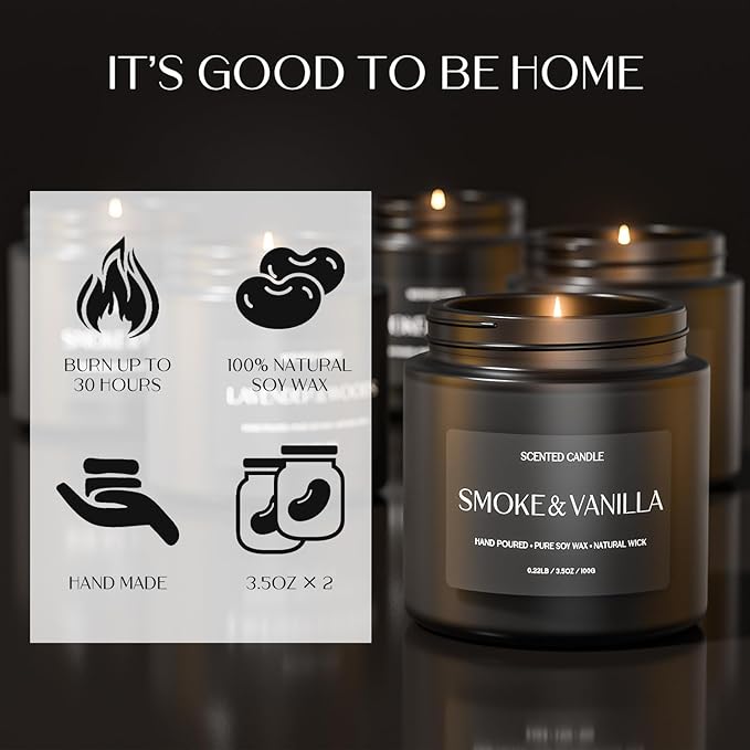 Scented Candles for Men, Soy Candles for Home Scented, Candle Gifts for Men, 2 Pack Aromatherapy Candle Gift Set for Relaxing, Stress Relief & Home Decor - Bloomnest
