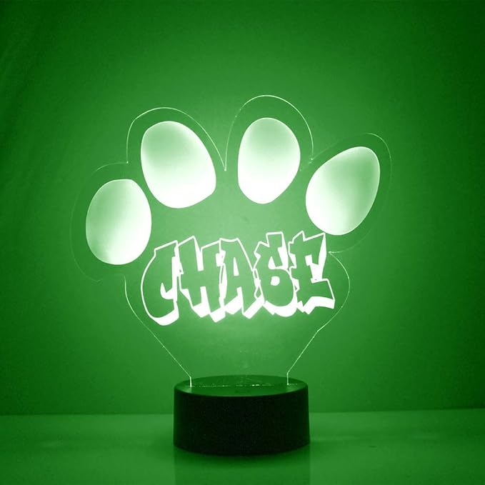 Dog Paw Print Custom 3D Illusion Lamp with Remote | LED Night Light with Personalized Name, Logo, Image, Design | 4 Modes, 16 Light Colors | USB or Battery Power | Made in The USA - Bloomnest