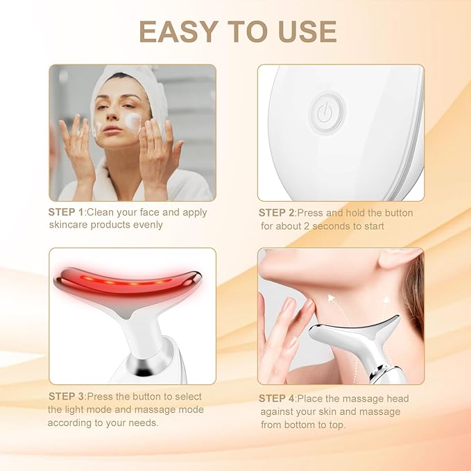 Face and Neck Massager,7 Color LED Facial Massager for Skin Care,Light Therapy for Face, Multifunctional Beauty Massager Tools - Bloomnest