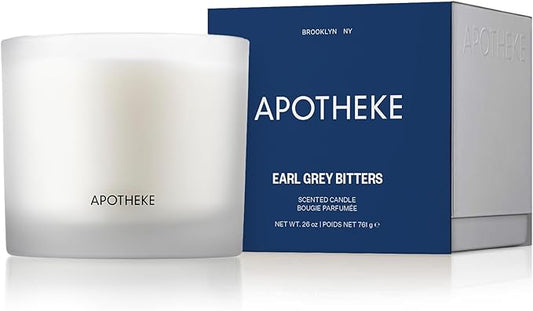 Apotheke 3-Wick Scented Candles for Home, Earl Grey Bitters - 26 oz Soy Wax Aromatherapy Jar Candle Gift for Women - Long-Lasting Fragrance with Perfume-Grade Essential Oils - Bergamot, Peony & Lemon - Bloomnest