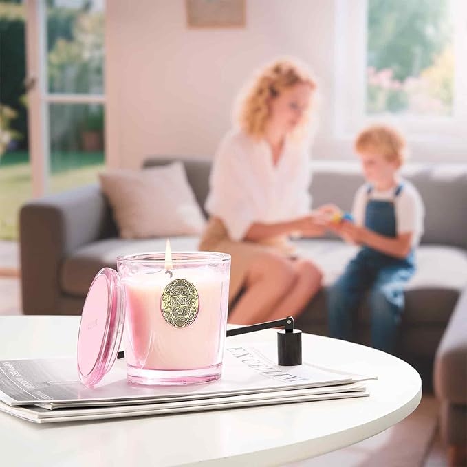 M&SENSE Natural Soy Candle | Jasmine & Pink | 9.2 oz, 50H Burn Time | Luxury Scented Candle for Relaxation, Gifting, Home Décor | Ideal for Bedroom, Office, Party Ambiance - Bloomnest