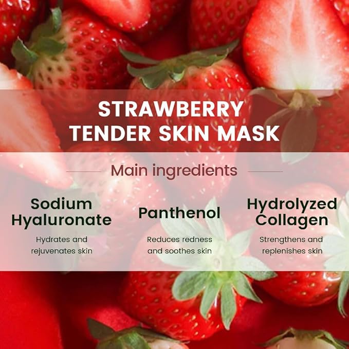 8 Pack Strawberry Face Mask,Pink Face Masks Skincare Spa Day Kit Supplies,Spa Party Favors for Women,Sheet Facial Mask Skincare Gifts Set,Moisturize Soothe for All Skin Types - Bloomnest