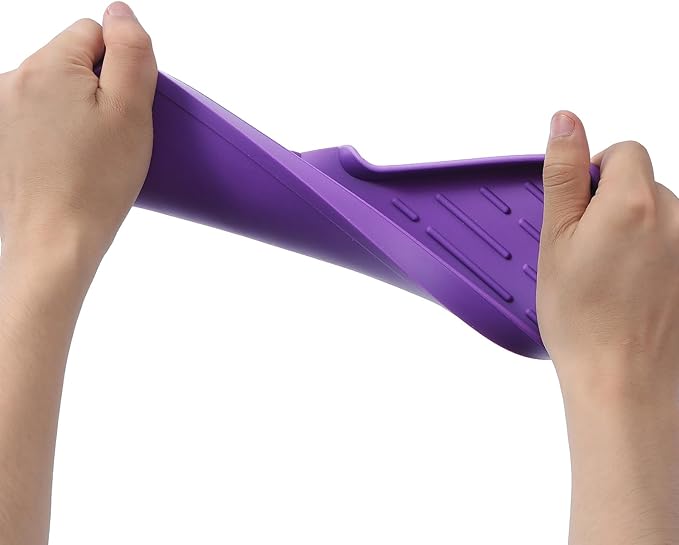 Silicone Bathroom Soap Dishes with Drain Spout-Bathroom and Kitchen Sink Organizer,Sponge Holder,Dish Soap Tray,Perfect for Dispenser,Scrubber,Bottle,Cup on Sink or Counter-Purple 12"×4" - Bloomnest
