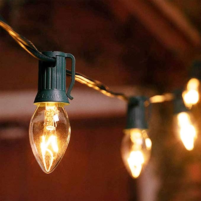 SkrLights 25 Pack C7 Clear Bulbs Christmas Light Bulbs C7 Outdoor String Light Replacement Bulbs, C7/E12 Candelabra Base, 5 Watt-Clear - Bloomnest