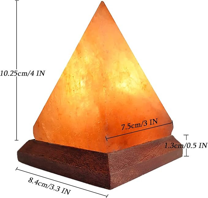 USB Himalayan Salt Lamp with 8 Colors Changing,Pyramid Crystal Salt Rock Lamp for Office,Home Deco,Yoga,Holiday Gift - Hand Carved,Genuine Wood Base - Bloomnest