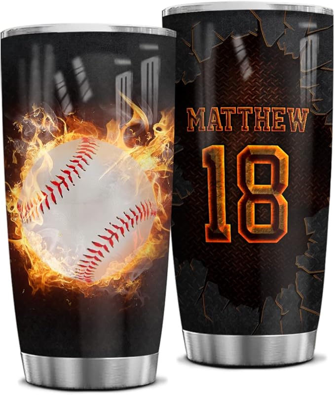 Wassmin Personalized Baseball Tumbler Sports Cups With Lids Gifts For Players Lovers Fan Coach Stainless Steel Insulated Tumblers 20oz 30oz Coffee Travel Mug Birthday Christmas Presents - Bloomnest