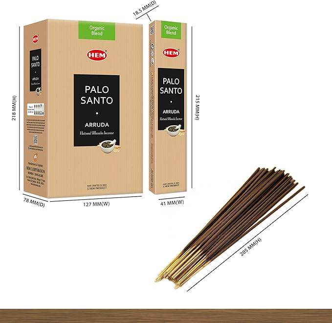 Hem Palo Santo Masala Incense Sticks | Natural Fragrance of Sandalwood for Positivity | Smudge Healing Incense for Stress Relief & Cleansing | Gift Set - Pack of 12 (15 GMS Each) HEM