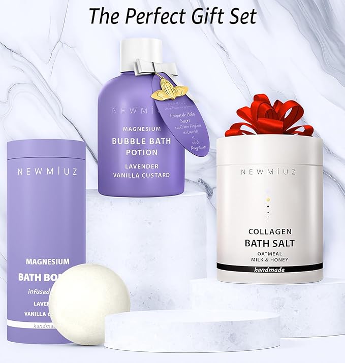 Magnesium Lavender Vanilla Luxury Fizzing Bath Bomb Sensitive Skin Formula for Relaxation Bath Moisturizing Shea Butter Stress Relief Gift for Women - Bloomnest