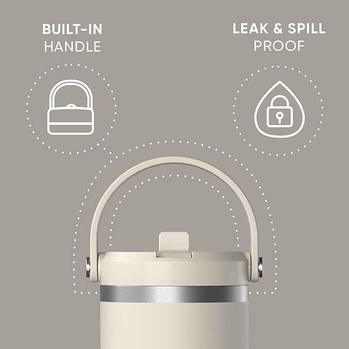Hydrapeak Nomad 32 oz Tumbler with Handle and Straw Lid, Leakproof, Double Insulated, 32oz Cup Stainless Steel (Stone) - Bloomnest