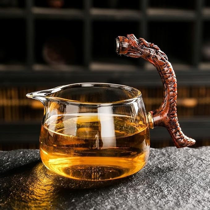 Glass Teapot Set with Infuser Semi Automatic Dragon Tea Set with 6 Small Cups (red dragon) - Bloomnest