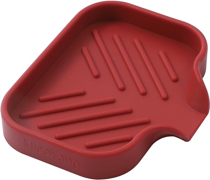Silicone Bathroom Soap Dishes with Drain Spout-Bathroom and Kitchen Sink Organizer,Sponge Holder,Dish Soap Tray,Perfect for Dispenser,Scrubber,Bottle,Cup on Sink or Counter-Red 4.9"×3.2" - Bloomnest
