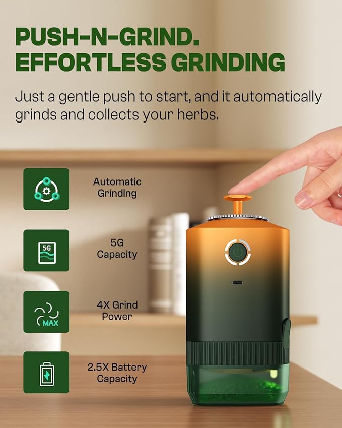 K5 Electric Kitchen Grinder Battery Powered Automatic Portable Spice Mill For Grinding - Holds up to 5 Gram - Bloomnest