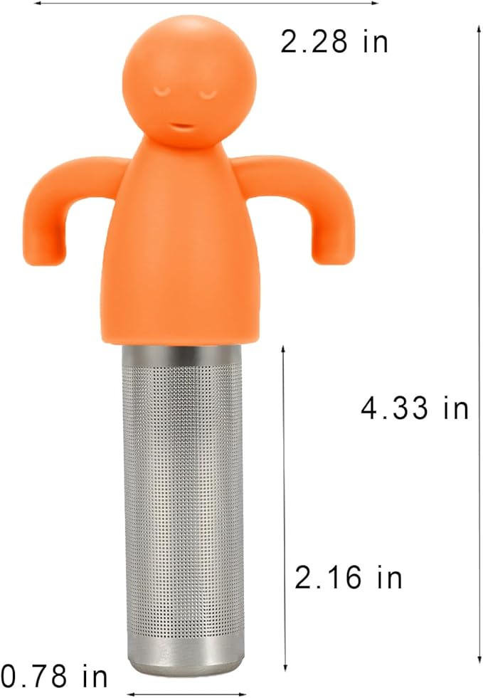 Leden Tea Infuser Cute Tea Strainer for Loose Leaf Tea Stainless Steel Fine Mesh Tea Ball Steeper with Silicone Lid for Mug and Cup, Orange - Bloomnest
