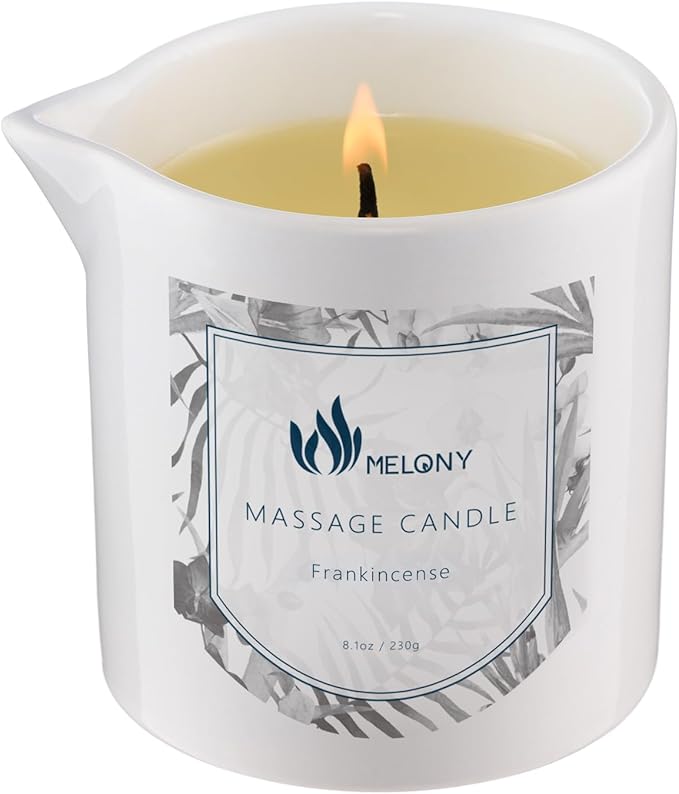 MELONY Massage Candle 8.1Oz Moisturizing Luxurious Relaxing Essential Oil Body Massage Candle for Home Spa (Frankincense) - Bloomnest