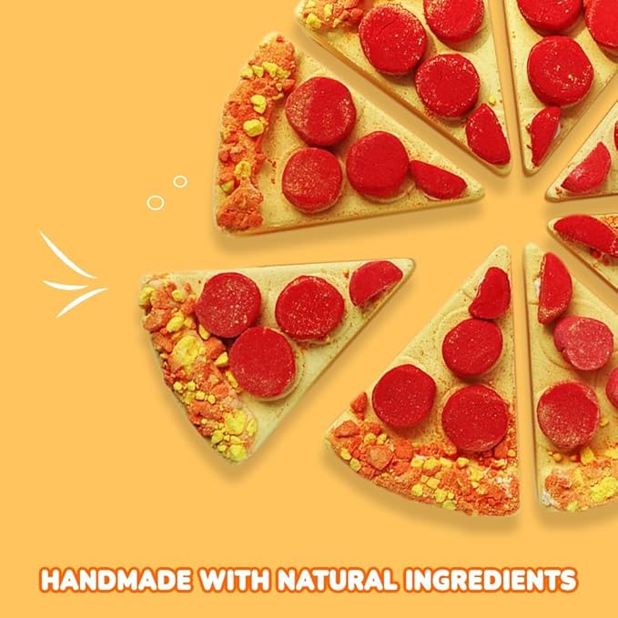 Pizza Bath Bombs Set of 8 Slices – Large Fizzies for Relaxing Bubble Bath, Handmade Spa Gift for Women, Men & Kids – Fun Pizza-Shaped Aromatherapy Bath Bomb Gift Set - Bloomnest
