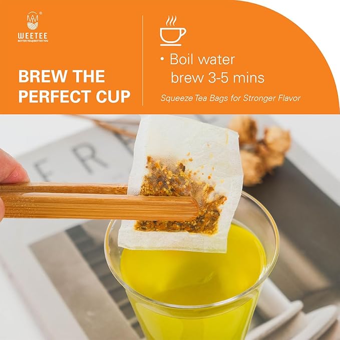 WT WEETEE Turmeric Ginger Tea Bags, 100% Pure Turmeric and Ginger Root Herbal Blend Savory & Spicy, Natural Caffeine-free Spice Tea - Bloomnest