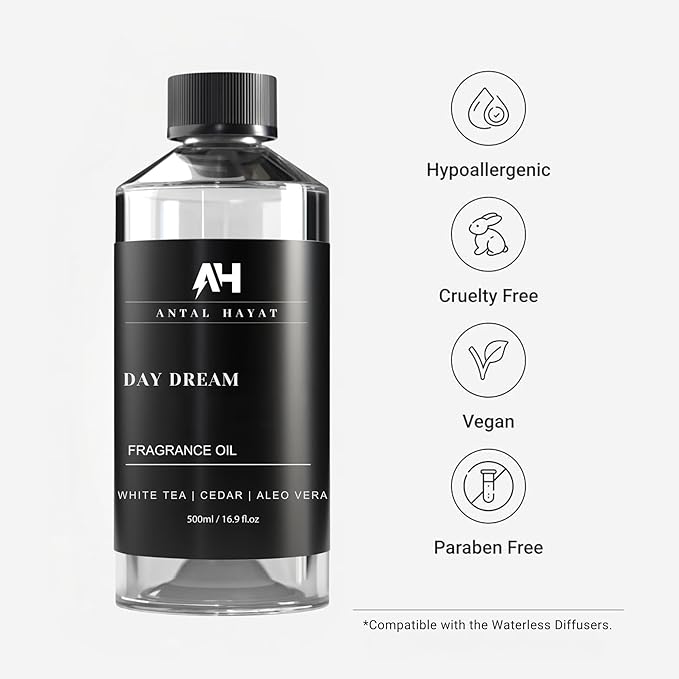 Hotel Scents Day Dream Diffuser Oil 500mL - Aromatherapy Fragrance Inspired by 5-Star Hotels - Notes of Aloe Vera, Ginger, White Tea - Inspired by Westin Hotels - Luxury Home Scents Refill - Bloomnest