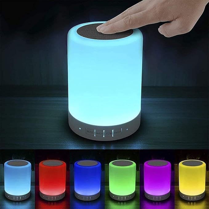 Elecstars Touch Bedside Lamp - with Bluetooth Speaker, Dimmable Color Night Light, Outdoor Table Lamp with Smart Touch Control, Best Gift for Men Women Teens Kids Children Sleeping Aid - Bloomnest