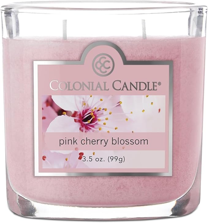 Colonial Candle Pink Cherry Blossom Scented Jar Candle, 2 Wick, 3.5 oz, Mottled Wax Candle - Bloomnest
