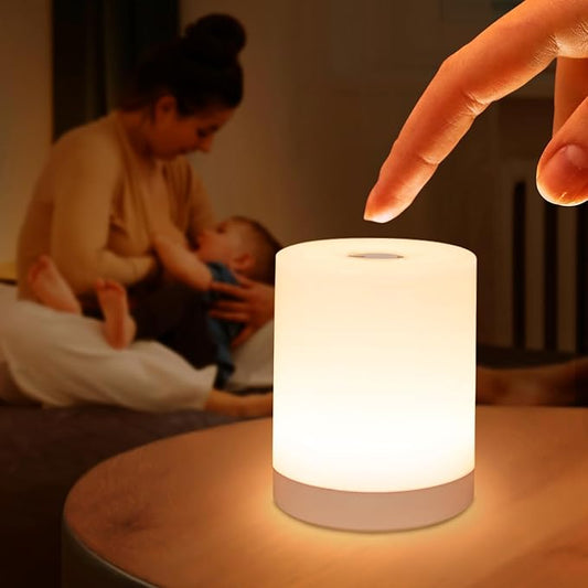 Touch Night Light for Baby Nursery, Small Cordless Lamp, Dimmable Portable Rechargeable Battery Operated Night Light, Wireless Bedside Mini Lamp for Bedroom, Bathroom - Bloomnest