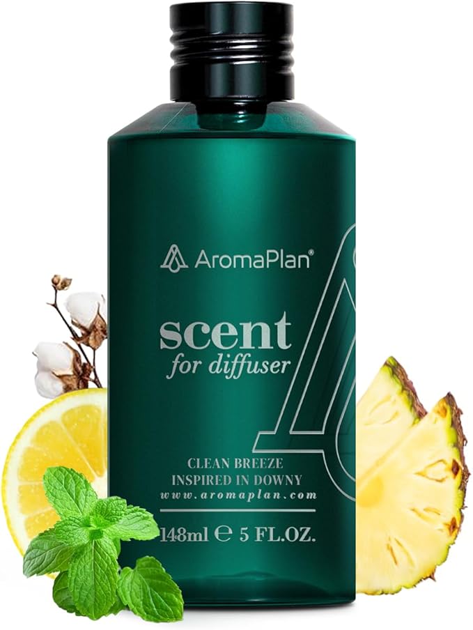 AromaPlan Scents, Clean Smelling Essential Oils, Clean Breeze Inspired by D. (5 Fl Oz /148ml)-Fresh Scent Essential Oil for Diffuser, USA Fragrance, Bigger Bottle, Bolder Aroma & Longer Lasting AromaPlan