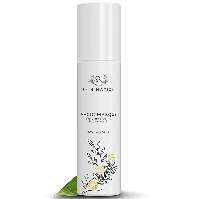 Skin Nation Magic Masque, Hydrating Night Mask with Hyaluronic Acid & Botanicals, Plant-Based Overnight Mask for Dry Skin, Smooth Texture & Radiant Glow, 1.69 fl oz - Bloomnest