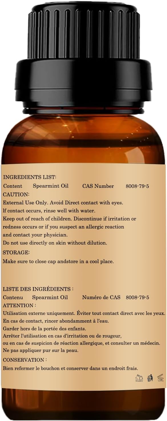 Spearmint Essential Oils 10ML, 100% Pure and Natural Essential Oil for Aromatherapy Diffuser - 0.33 Fl Oz/Spearmint WUVEZRUB
