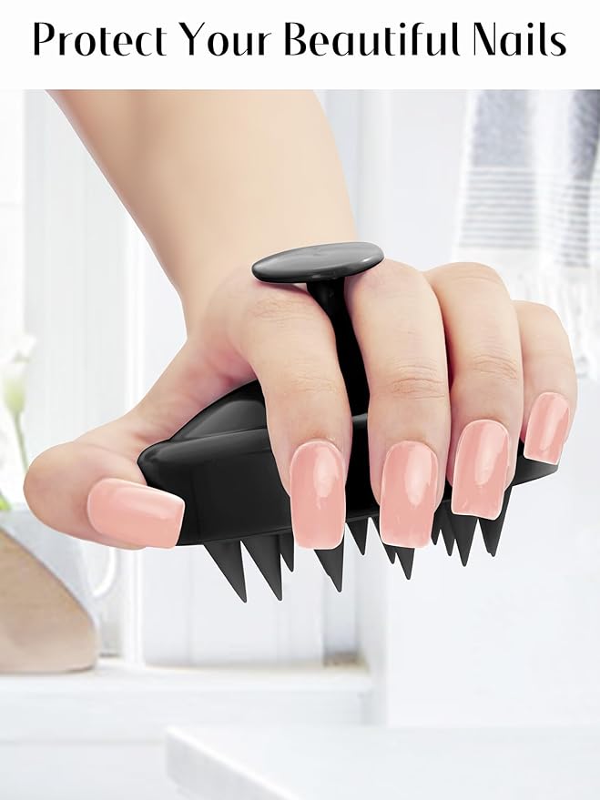 HEETA Scalp Massager Hair Growth, Soft Silicone Scalp Scrubber Shampoo Brush for Exfoliation, Dandruff Removal Head Massage Stress Relax, Wet & Dry Use for Thick Thin Curly Hair Care, Whole Black HEETA