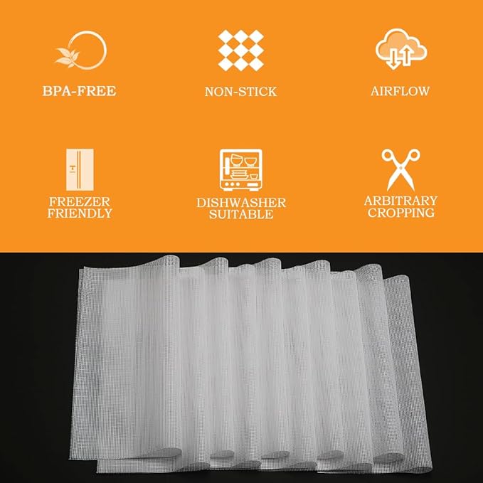 Mesh Silicone Dehydrator Sheets, 15.5x15.5 in 10 Pcs/Sets for Food Dehydrator & Freeze Dryer (15.5x15.5 INCH Mesh Silicone Dehtdrator Sheet) - Bloomnest