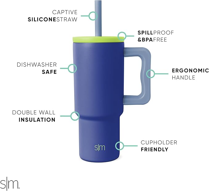 Simple Modern Kids 24 oz Tumbler with Handle and Silicone Straw Lid | Spill Proof and Leak Resistant | Reusable Stainless Steel Bottle | Gift for Kids Boys Girls | Trek Collection | Asteroid - Bloomnest