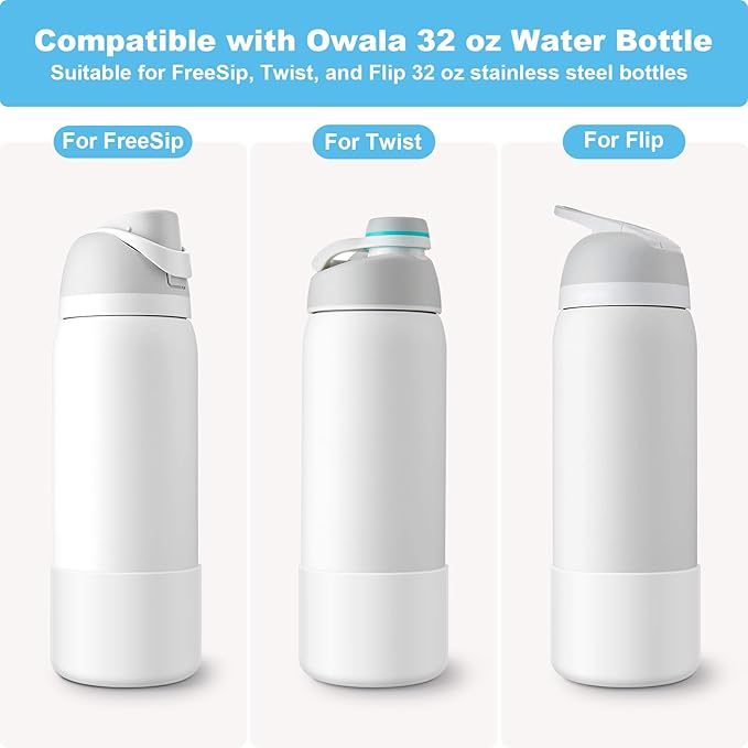 2PCS Silicone Water Bottle Boot for Owala 24oz 32oz 40oz, Anti-Slip Protective Sleeve Bottom Bumper Protector for FreeSip, Twist, and Flip Stainless Steel Water Bottles Alwenid