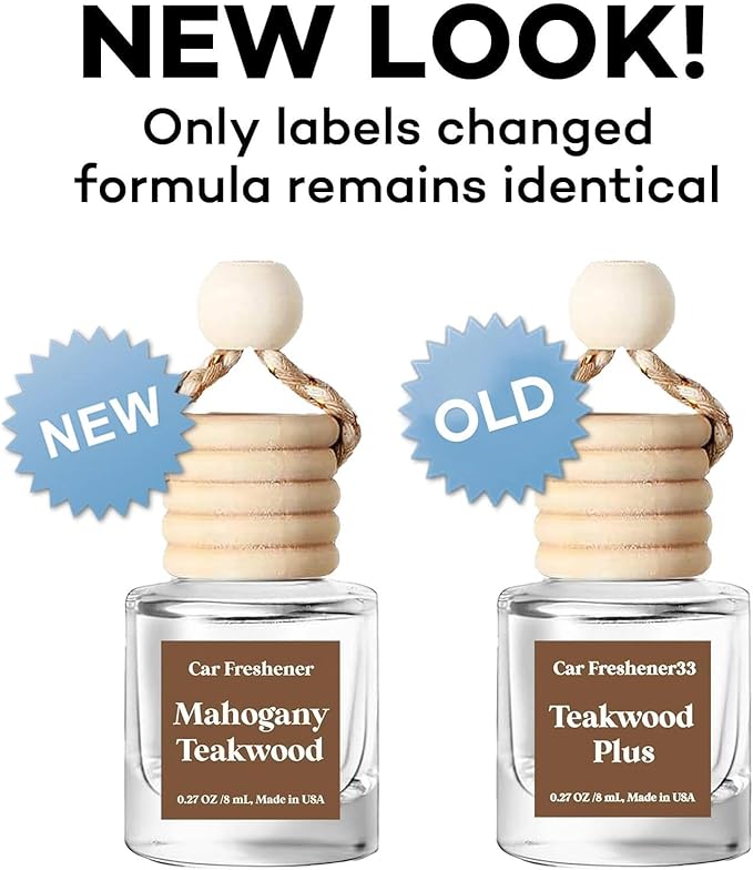C Classy Car Air Freshener Hanging 2 Pack, Mahogany Teakwood Essential Oil Diffuser for Cars, Cute Car Accessories, Long-Lasting Fragrance, C ar Air Fresheners for Women & Men Gift, Made in USA - Bloomnest