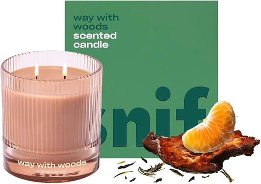 Way with Woods Luxury Scented Candle by Snif, Inviting, Crisp Scent, 50+ Hours, 100% Cotton Fiber Wicks, Soy Wax Blend, Non-Toxic, Vegan, 8.5 oz - Bloomnest