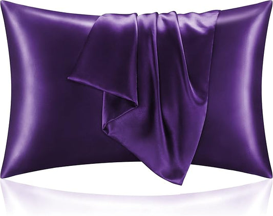 BEDELITE Satin Pillowcase for Hair and Skin, Super Soft and Cooling Similar to Silk Pillow Cases 2 Pack with Envelope Closure, Gift for Women Men(20"x36" King Size, Plum Purple) - Bloomnest