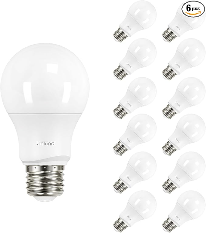 Linkind A19 LED Light Bulbs Dimmable, 60W Equivalent, 2700K Soft White, 9W 800 Lumens, E26 Standard Base, Lighting for Bedroom Living Room Home Office, 12 Packs - Bloomnest