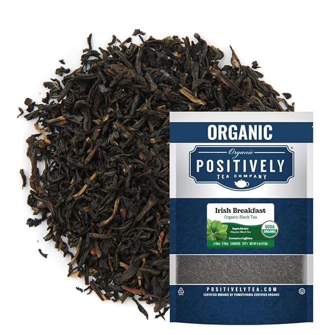 Organic Positively Tea Company, Irish Breakfast Black Tea, Loose Leaf, 4 Ounce - Bloomnest