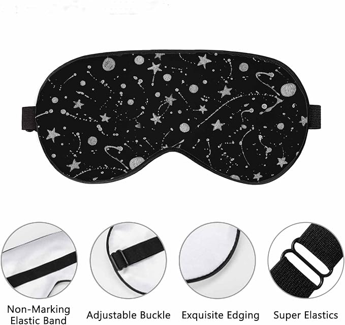 Silver Stars Sleep Eye Mask Abstract Space Galaxy Men Women Sleep Mask with Adjustable Strap Eye Cover Eye Shade for Travel, Nap,Meditation - Bloomnest