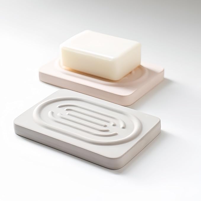 Soap Tray Water Absorbing Diatomite Dish Shampoo Bar Soap Holder Quick Dry Stone Soap Bar Holders Fast Drying Soap Saver Diatomaceous Earth Dishes for Shower Bathroom Bathtub Sink Organizer (Beige) - Bloomnest