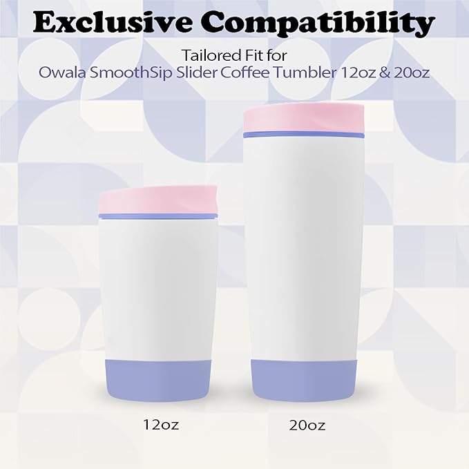 2Pcs Silicone Boot for Owala SmoothSip Slider Coffee Tumbler 20oz 12oz, Anti-Slip Sleeve for Travel Coffee Mug, Protective Accessories for Owala BPA Free (Cloudy Violet) Kaitiaki