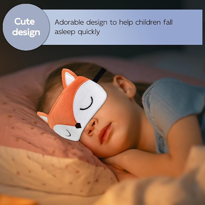 Cute Sleep Masks Cartoon Animal Fox Eye Masks Soft Plush Sleeping Mask Travel Blindfold Eye Shade for Kids Girls & Adults (Fox) - Bloomnest