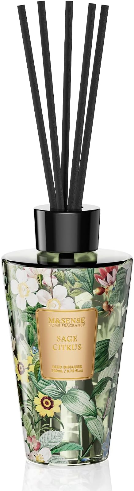 M&SENSE Sage Citrus Reed Diffuser Set - 8.79fl oz Home Fragrance Non-Toxic Essential Oil Diffuser with Sticks, Air Freshner Gifts with Long Lasting Fragrance MSENSE