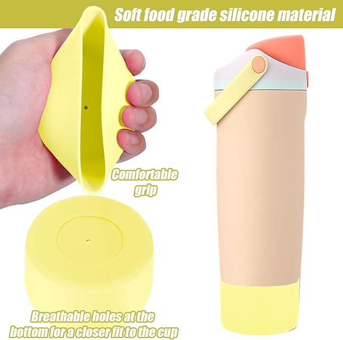 Mity rain 2PCS Protective Silicone Boots for Owala 30oz & 40oz FreeSip Sway Bottles & Tumblers - Accessories for owala, Enhances Stability & Prevents Scratches (Sunny Yellow) Mityrain