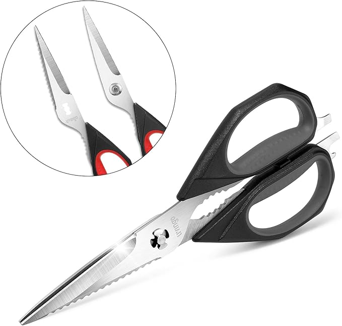 LIVINGO Kitchen Scissors, 2 Pack 9.25" Utility All Purpose Poultry Shears Heavy Duty Dishwasher Safe, Come Apart Sharp Stainless Steel Cooking Food Scissors for Cutting Meat, Chicken, Vegetable, Fish - Bloomnest