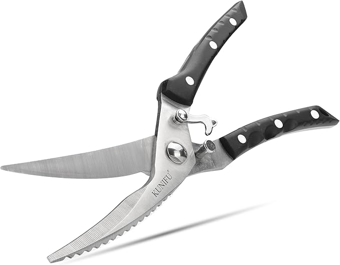 KUNIFU Poultry Shears, All Purpose Heavy Duty Kitchen Scissors For Food Turkey Meat Chicken Herbs, Cooking Scissors Utensils, Kitchen Gadgets Black - Bloomnest