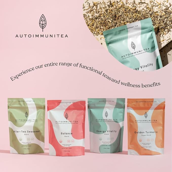 AutoimmuniTea –- AIP Energy Tea Blend, for Energy Boost, Cognitive Function, with Organic Green Tea, Lemongrass, and Spearmint - 15 Tea Bags (30 Cups) - Bloomnest