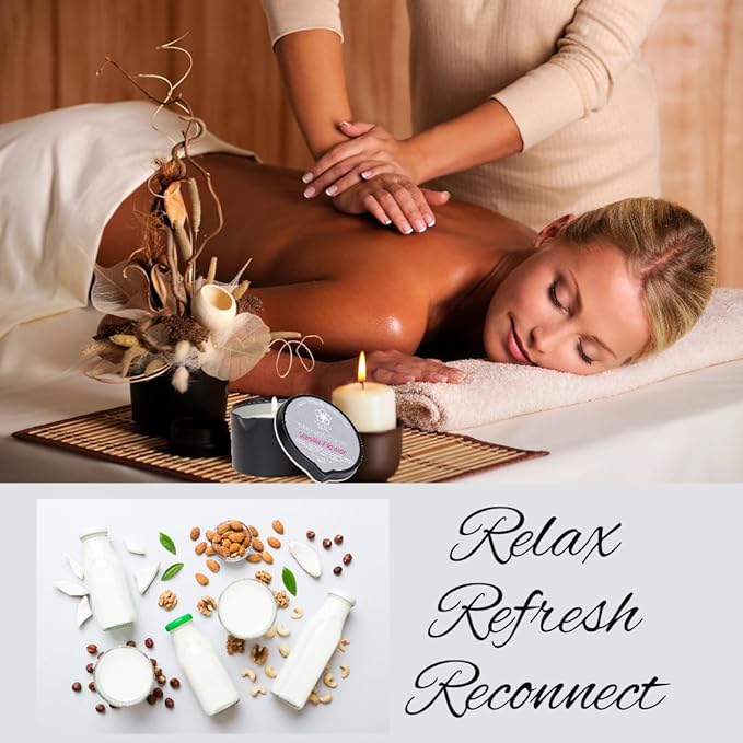 FLEUR DE SPA Massage Oil Candle – 6oz with Pour Spout – Made in USA – All Natural Coconut & Soy Blend – Melts to Warm, Alluring & Hydrating Body Oil – Perfect Spa & Gift Candle (Leather) - Bloomnest