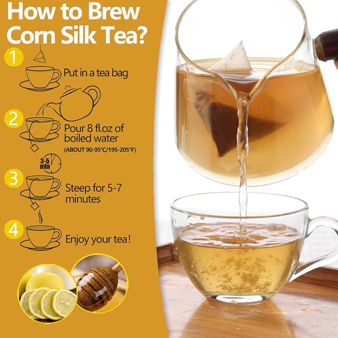 100 Premium Corn silk Tea Bags, Made with 100% Natural Corn Slik, Aromatic & Sweet, Support Kidney & Aid Digestion, No Additives & Caffeine Free. - Bloomnest