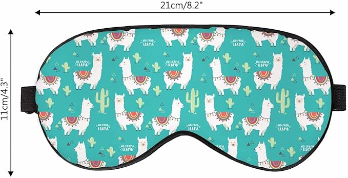 Cute White Llama Sleep Eye Mask Alpaca Cactus Men Women Sleep Mask with Adjustable Strap Eye Cover Eye Shade for Travel, Nap,Meditation - Bloomnest