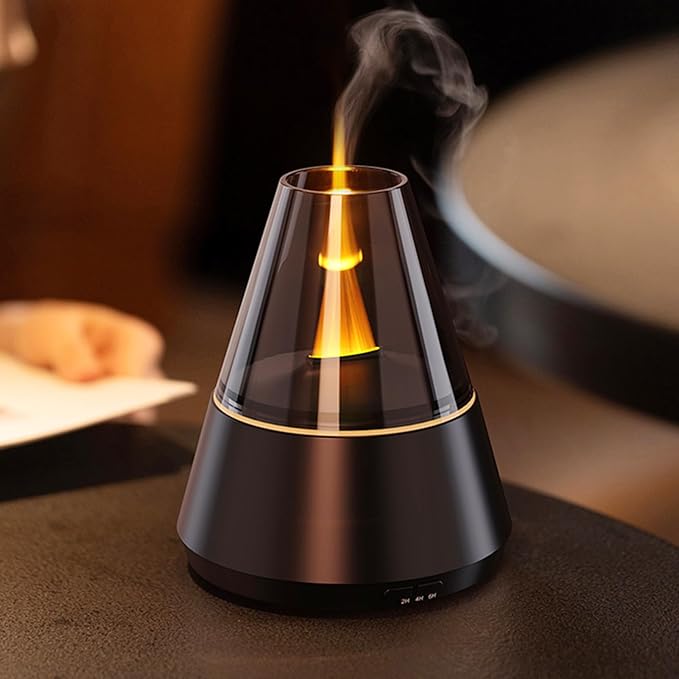 Flame Essential Oil Diffuser, Upgrade 7 Colour Lights Aromatherapy Diffuser, Oil Diffuser, Air Humidifier, Aroma Diffusers for Home, Bedroom, Office, Yoga, Timer & Waterless Auto Off - Bloomnest